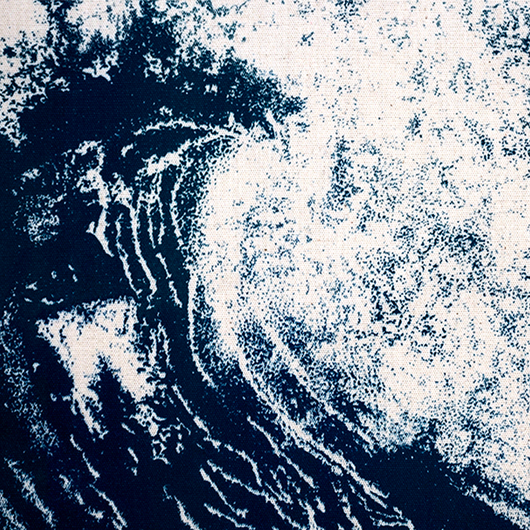 Zoom sur le motif vague, inspiré de la déferlante d'hokusai